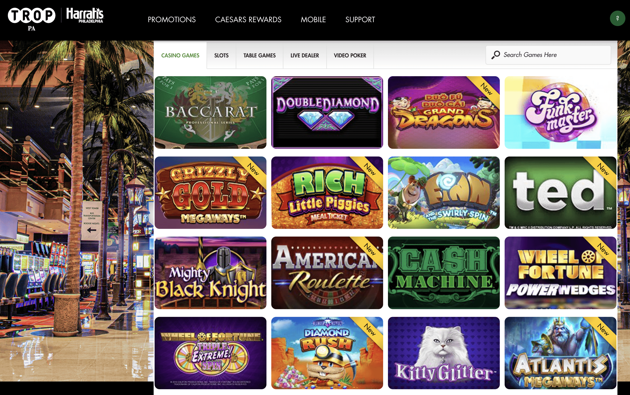 Tropicana online casino review, revealing the Tropicana casino promo code and welcome bonus