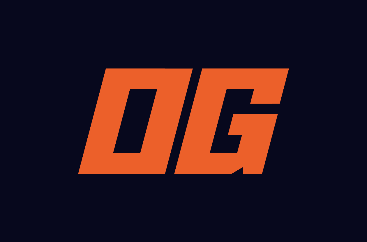 OG Prediction Market Logo Orange Letters on Black Background