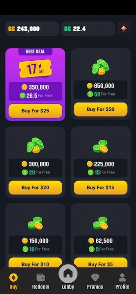 Poly Casino Gold Coin packages