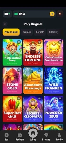 Poly Casino original games
