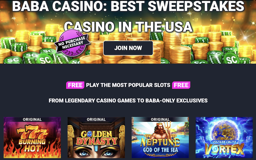 Baba Casino Landing Page