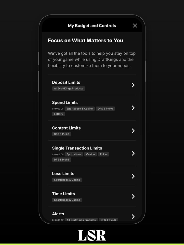 DraftKings Predictions my budget and controls limits by product