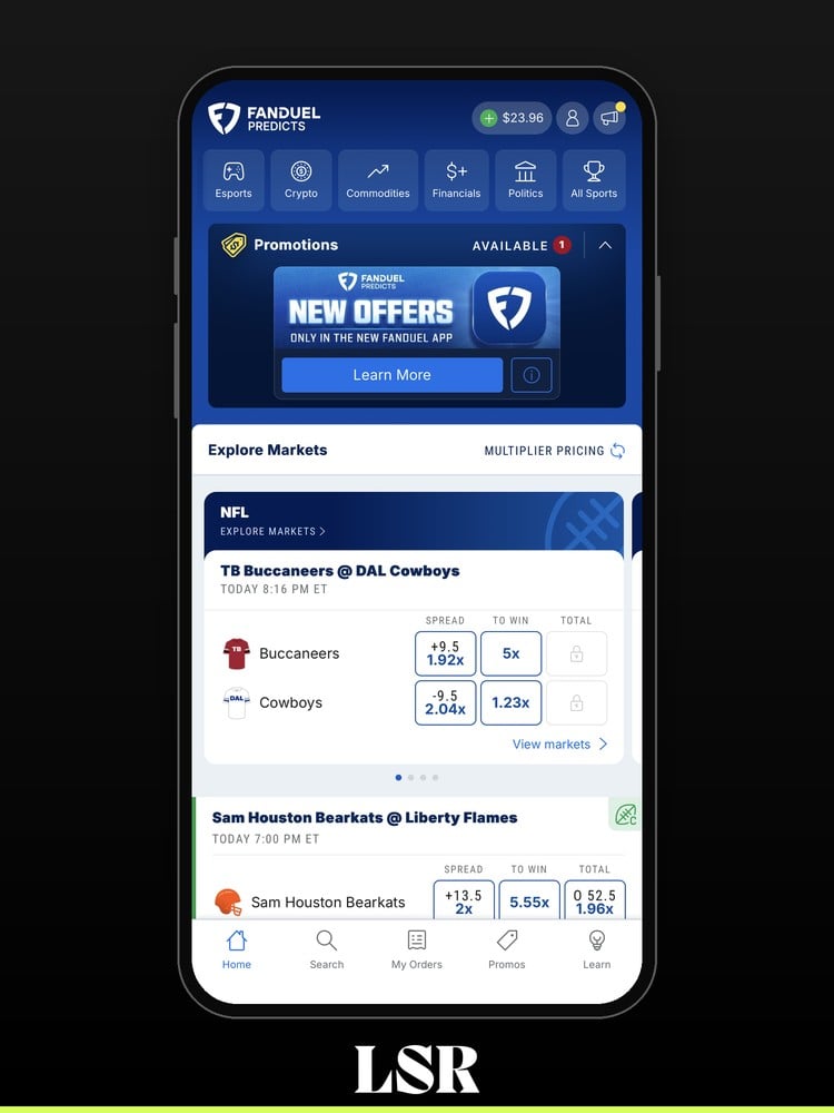 FanDuel Predicts Home Page NFL Markets