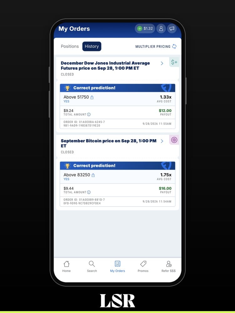 FanDuel Predicts Order History
