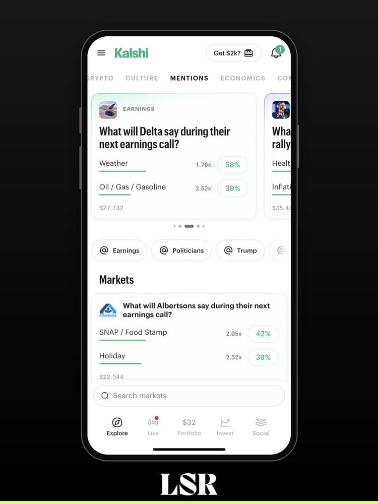 Kalshi Mentions markets page