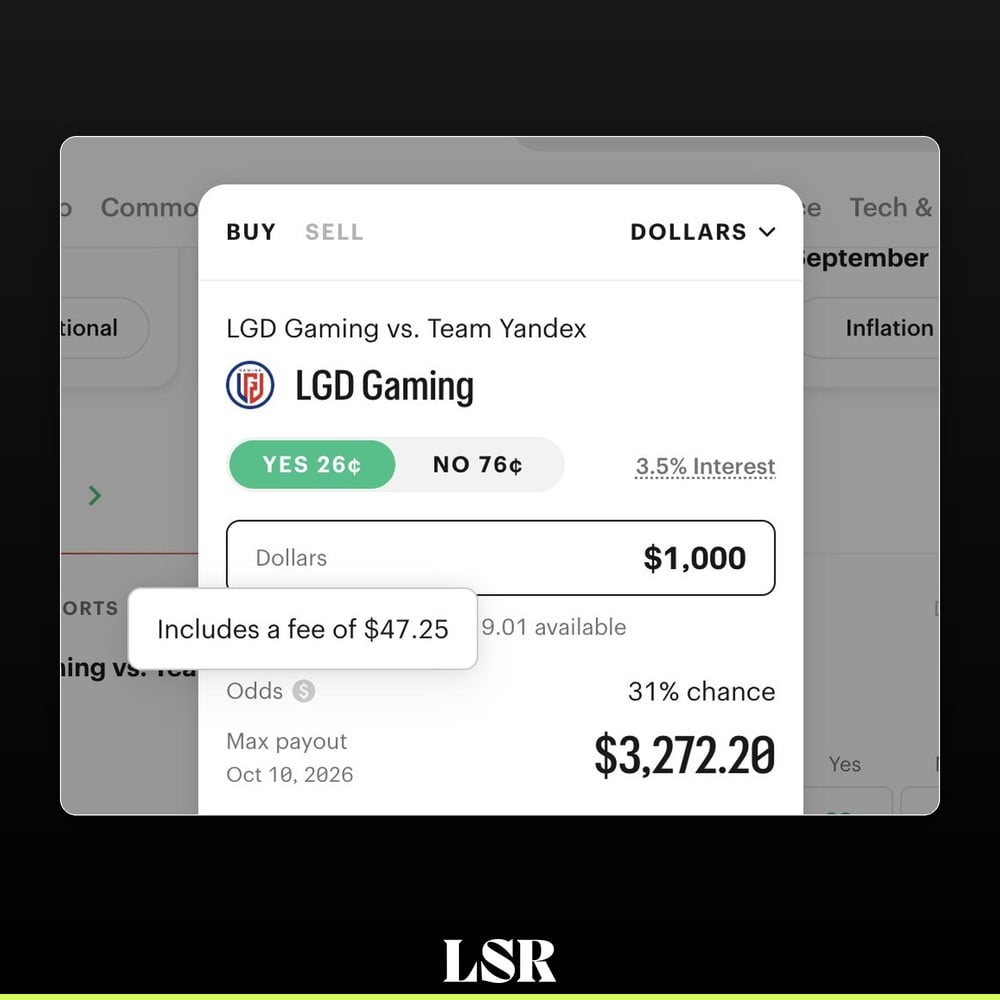 Kalshi trading fee shown before confirmation