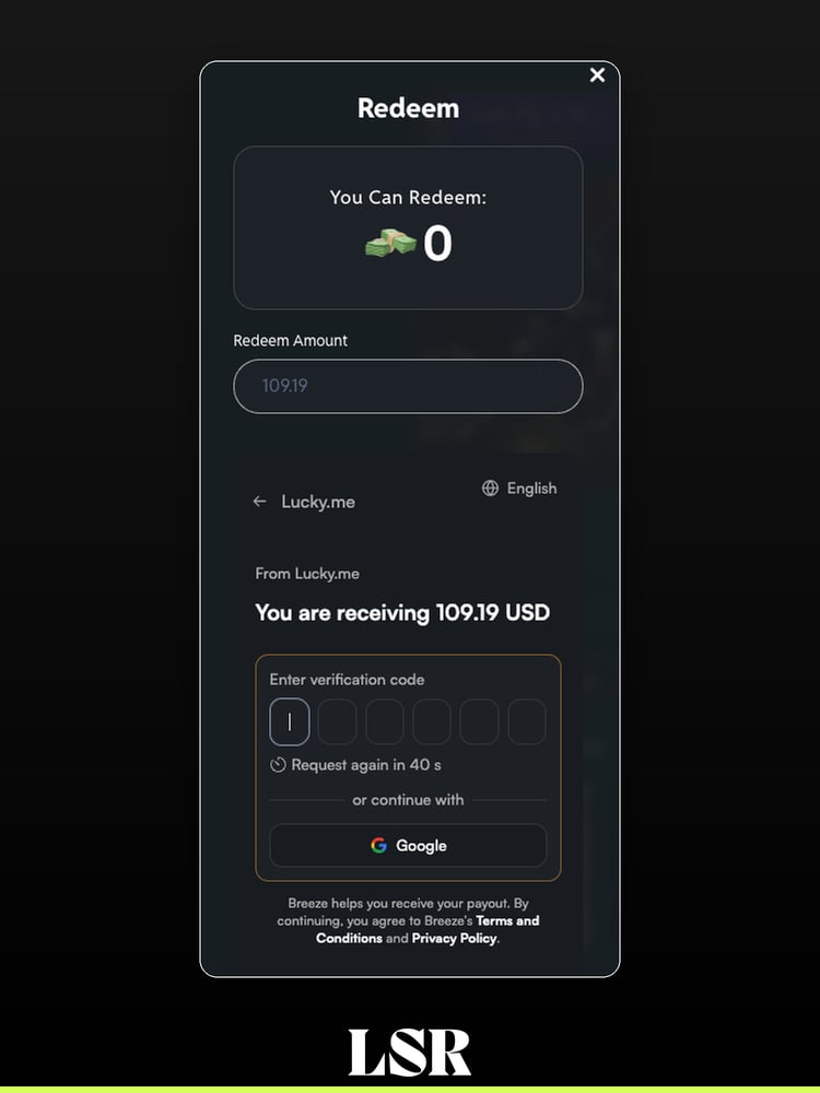 Lucky.Me - Redeem Verification Code Request