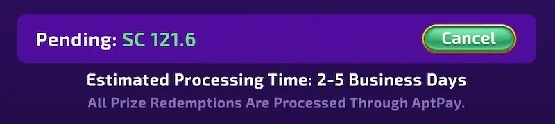 LuckyZino redemption pending
