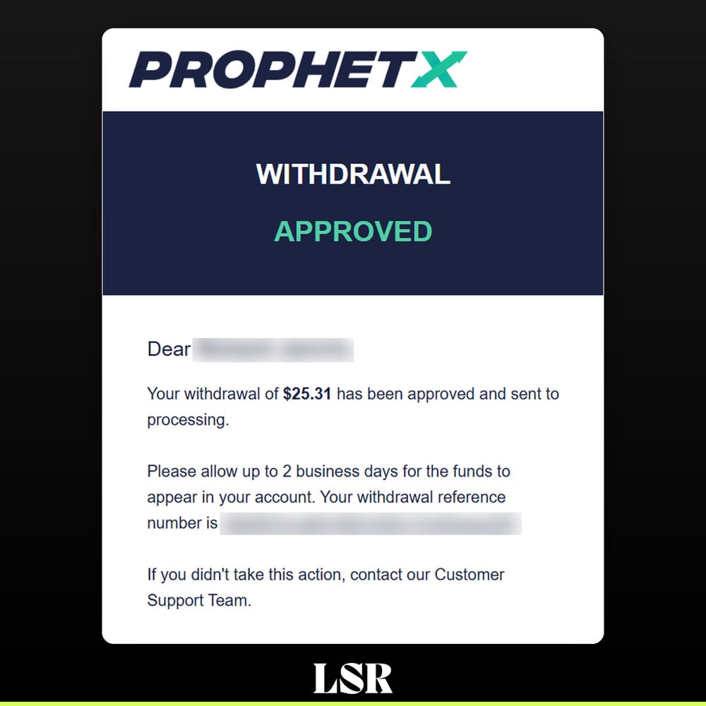 ProphetX Withdrawal Approved