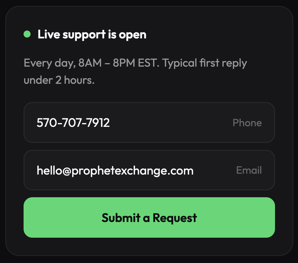 ProphetX live chat support