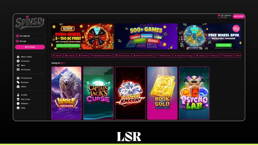 Spinsly Casino - Main Lobby