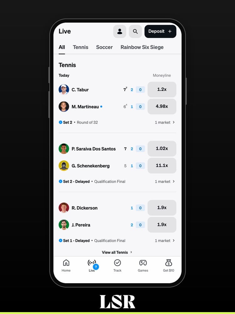 Underdog live tab sport filters
