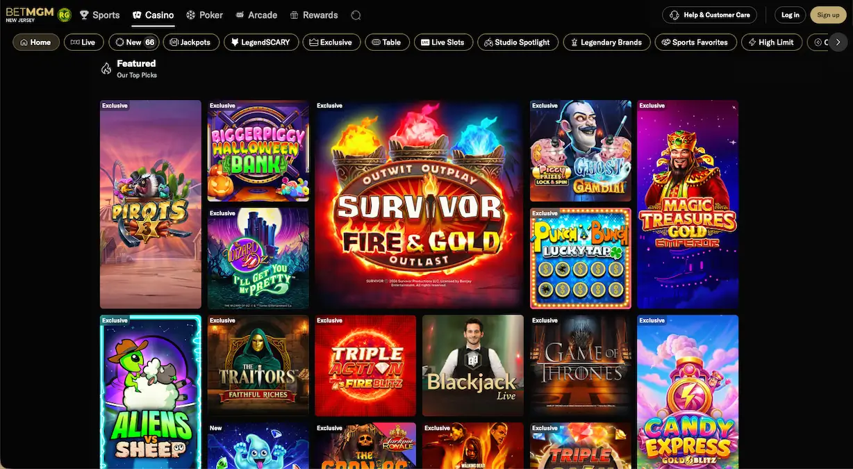 BetMGM Casino lobby