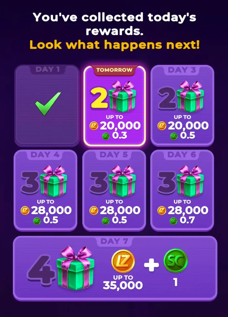 LuckyZino daily bonuses